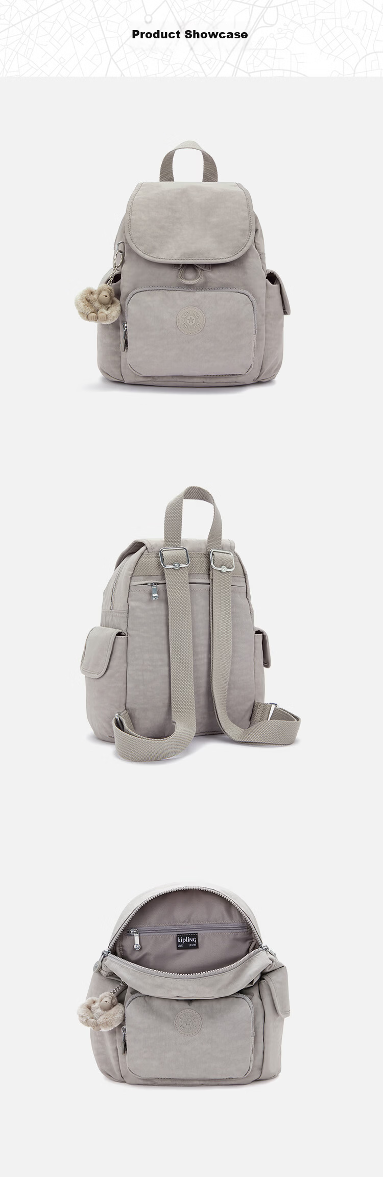 Kipling CITY PACK MINI Rock Grey Backpack Birthday Gift 5