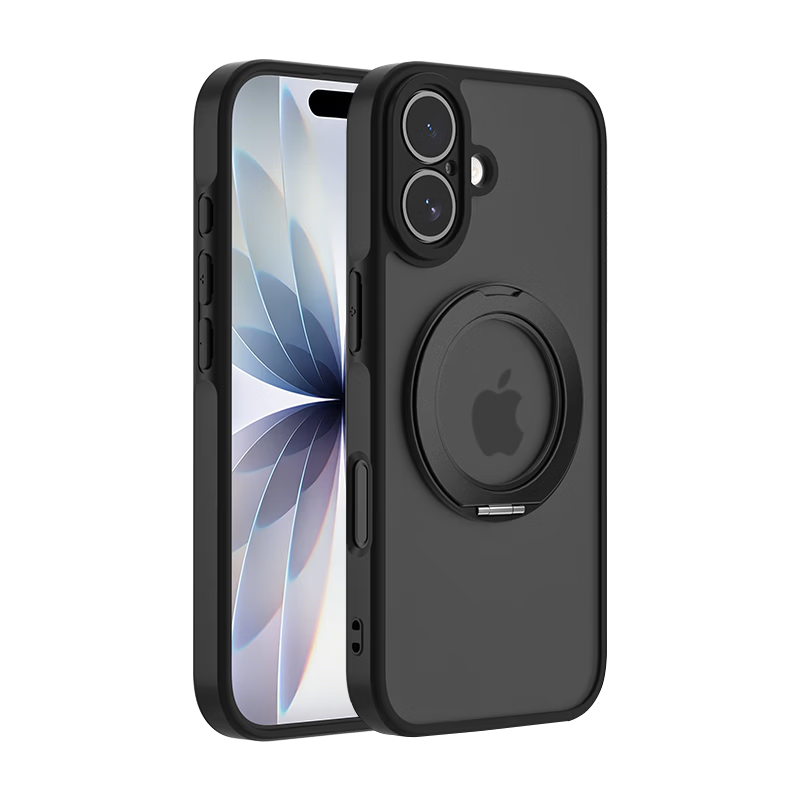 KEKLLE Skin-Feel Magnetic Rotating Stand Case for iPhone 17, Apple 17 Protective Cover, Skin-Feel Magnetic Charging Stand, Drop-Resistant Protective Case, Midnight Black