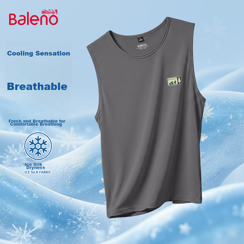 Baleno Men's Ice Silk Mesh Vest Summer New Quick-Dry Breathable Sleeveless Running Cooling Sports Fitness T-Shirt 26