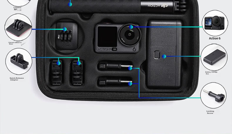 Sihuan Ke DJI Action 6 Storage Bag A6 All-in-One Shooting Set Protective Case Osmo Pocket Sports Camera Portable Handbag Waterproof Backpack 6