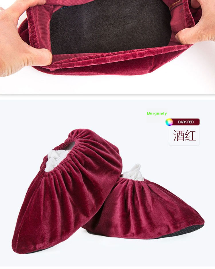 Bingyu Fleece Shoe Covers [Jingcang] Gray 10 Pairs Anti-Slip Durable Reusable BYlj-101 10