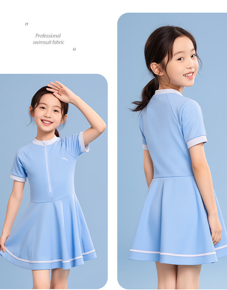 ANTA Kids Girls One-Piece Swimsuit Children's Student Baby Sun Protection Chlorine Resistant Quick-Dry Hot Spring Beach Swimwear for Girls 17