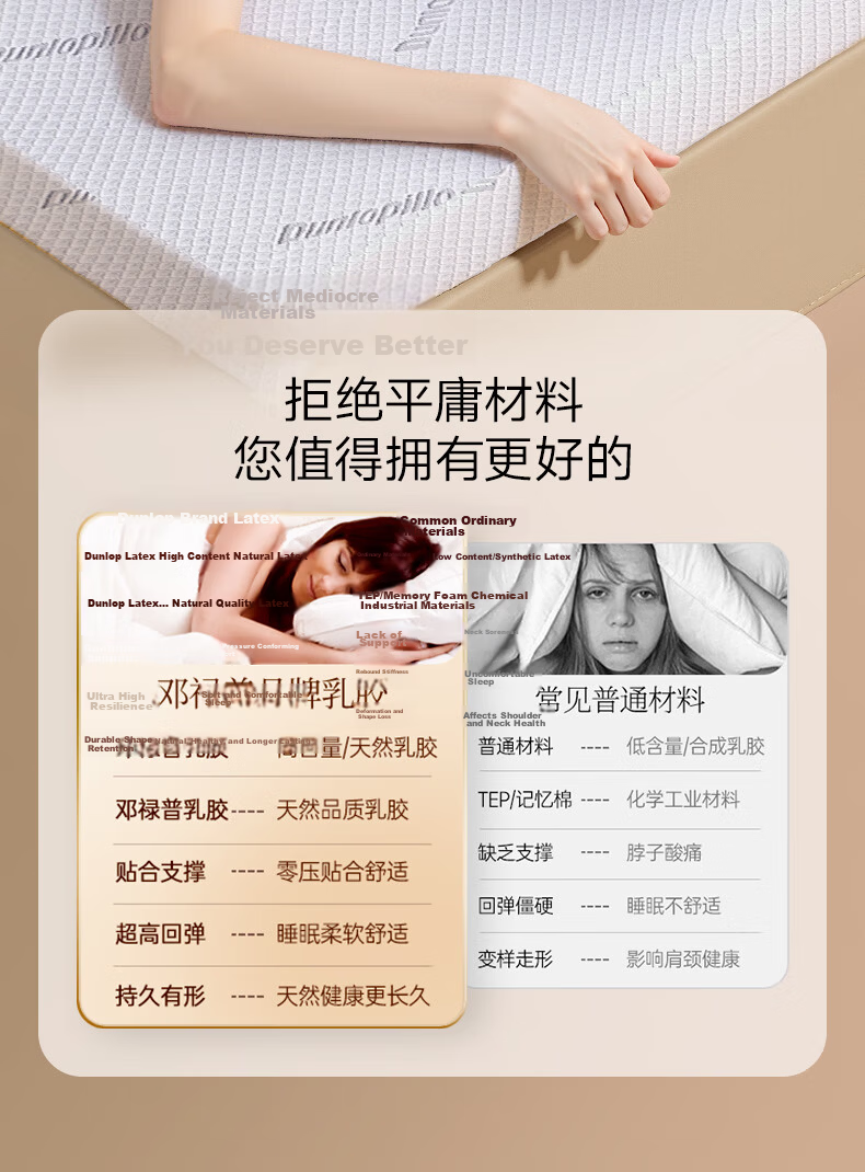Dunlopillo Imported Natural Latex Mattress from Vietnam, for 1.5m Bed/7.5cm Thick, 70D Yunshi Latex Thin Pad 11