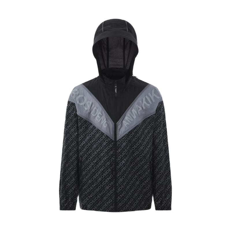 BOSIDENG Sun Protection Jacket for Men, Summer Outdoor Cool Couple Style Fishing Wear with Printed UV-Resistant Breathable Coat