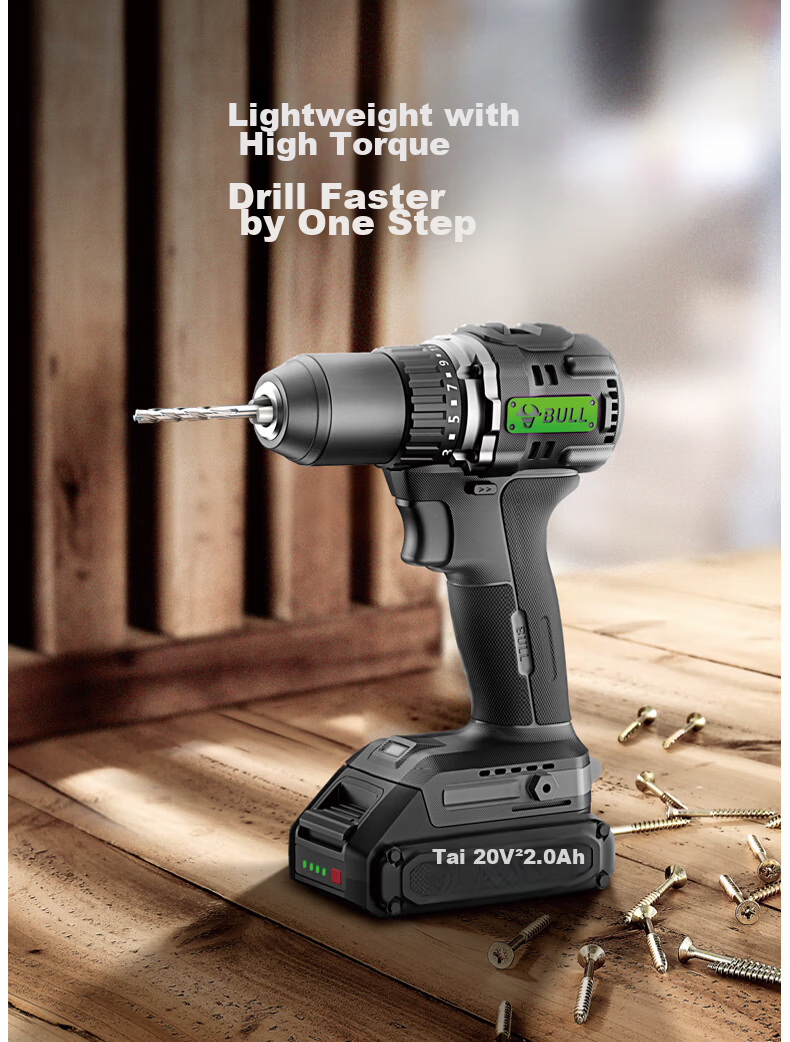 BULL Lithium Brushless Cordless Drill Dual Battery 2.0Ah Electric Screwdriver Rechargeable Household Hand Drill GDZ13-60(2.0S) 5