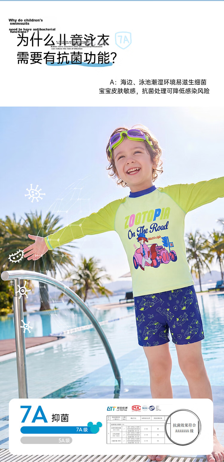 Disney Kids Boys Toddler Two-Piece Long Sleeve Sun Protection Swimsuit Set D36280S2G Green Nick 110 5