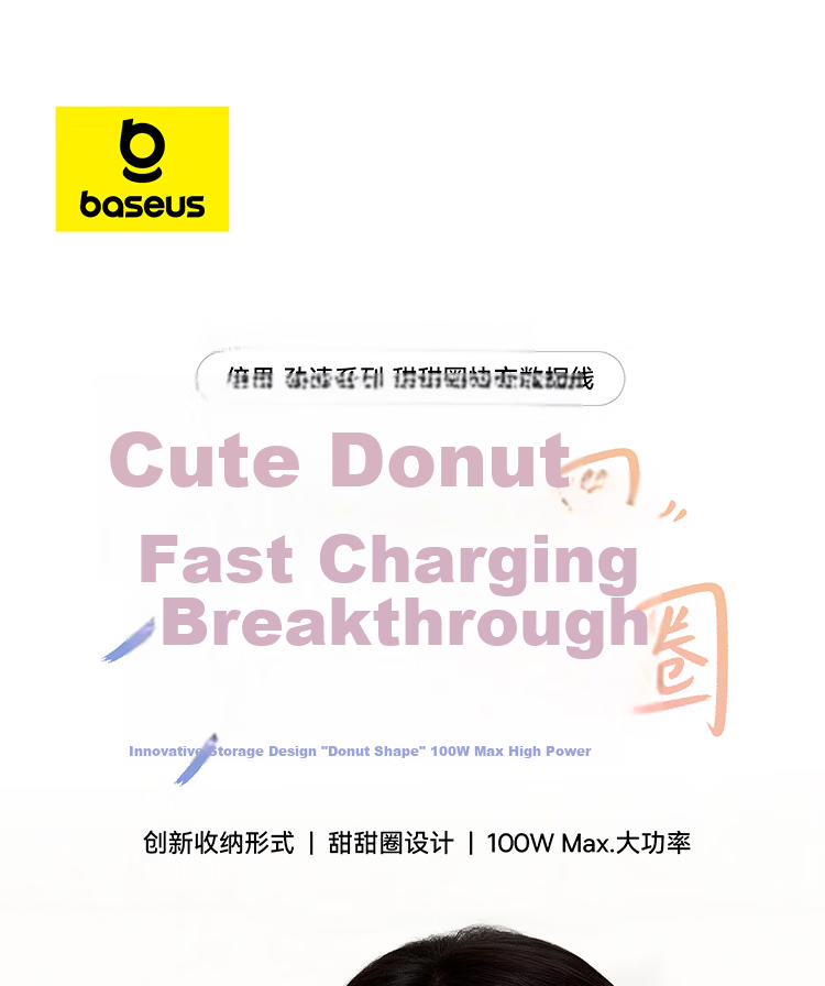 BASEUS [Donut Storage] Dual Type-C Apple 18 Charging Cable, PD100W Super Fast Charging Data Cable, Suitable for Huawei, Honor, IPhone 17/16/15 Phones And Laptops 1
