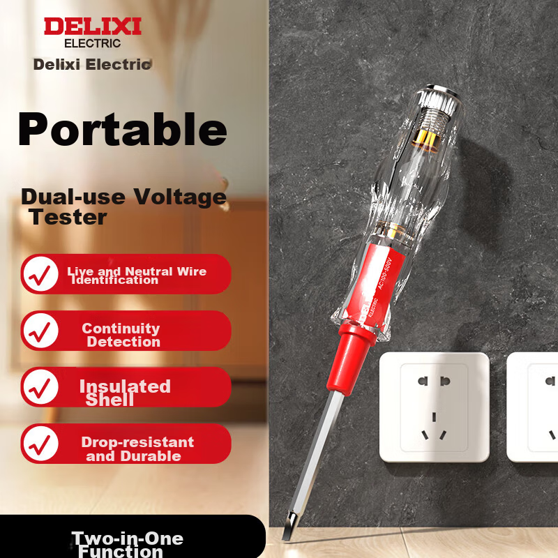 DELIXI ELECTRIC Voltage Tester Pen Electrician Test Pen Live and Neutral Wire Identifier Circuit Break Point Detector Electrician Screwdriver