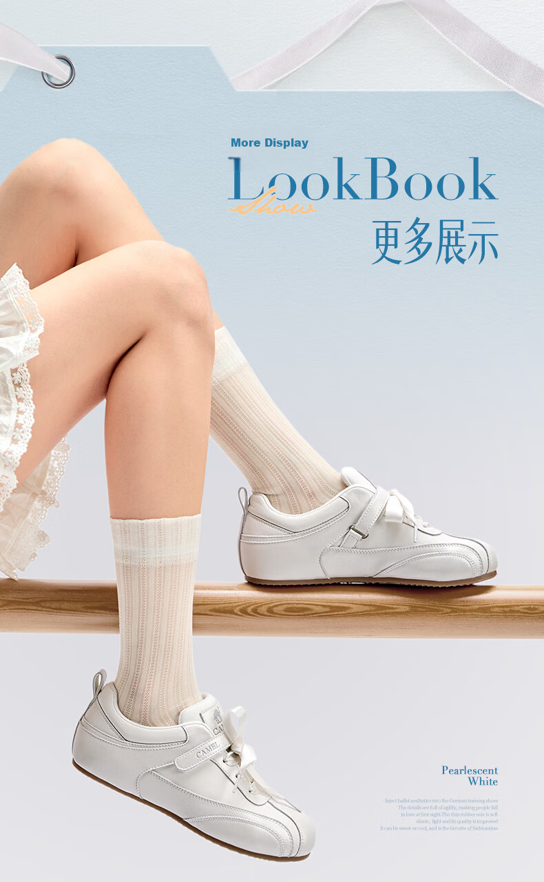 CAMEL Ribbon Thin Sole Derby Shoes Women Retro Casual Ballet Style Sneakers L26A255054 Silver Size 40 13