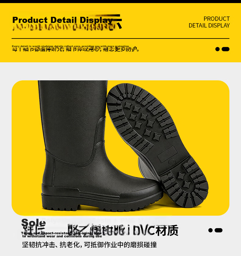 STANLEY Men's High-Cut Rain Boots Non-Slip Wear-Resistant Waterproof Lightweight Comfortable Breathable Fashion High-Cut Rain Boots Size 40 7