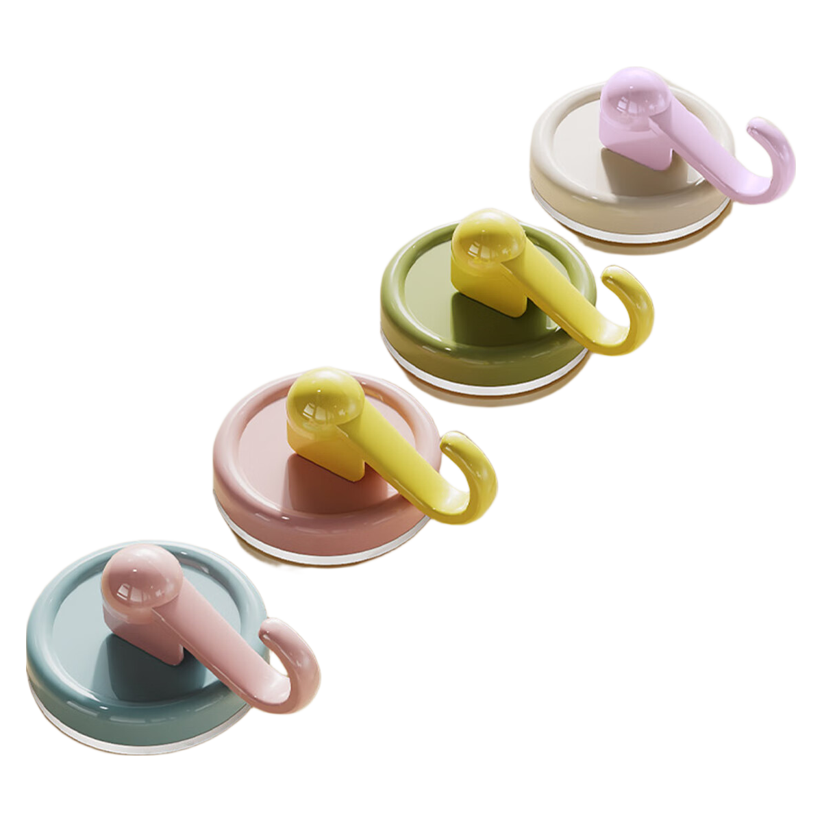 Set of 4 Morandi Suction Cup Hooks, No-Drill Strong Load-Bearing Removable Adhesive Towel Rack Hooks for Kitchen and Bathroom
