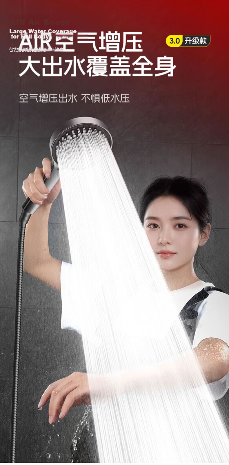 HOMK Seiko Shower Head Set with Hose, High-Pressure Bathroom Shower Sprayer 3