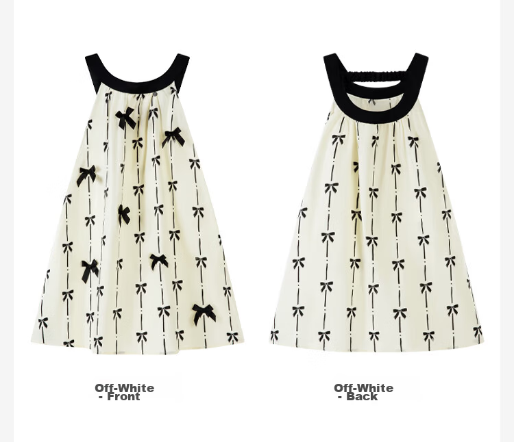 Disney Girls' Bowknot Strap Dress Summer Cotton Vacation Style Sleeveless A-Line Dress for Big Kids 120 10
