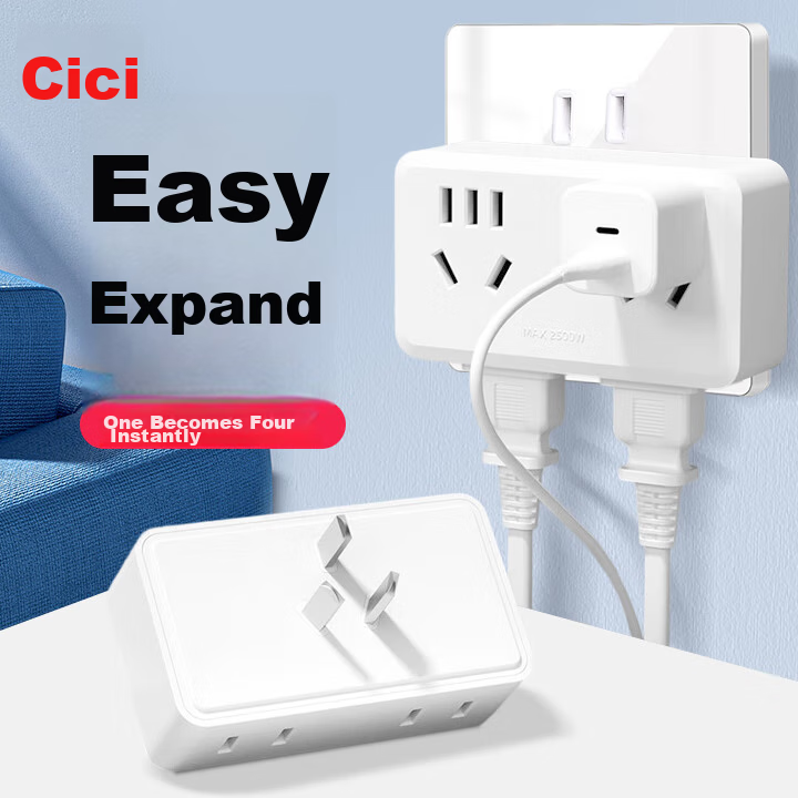 Cici Model 86 Wall Adapter Plug/Socket/Power Converter/Wireless Adapter/One-to-Multiple Plug/One-to-Four Socket for Home Bedroom Kitchen CC-H25