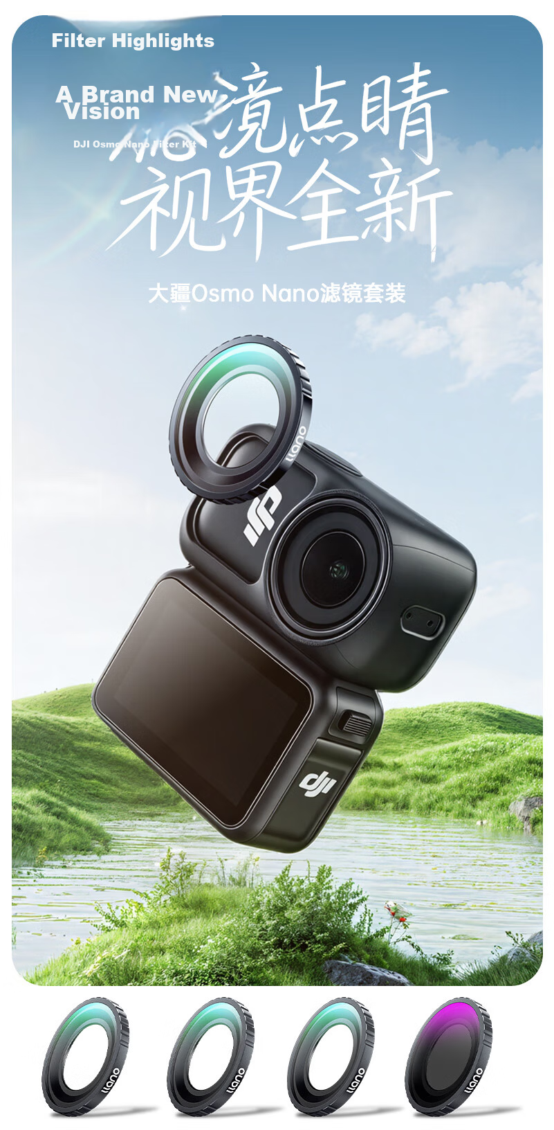 Llano Action Camera Filter, DJI Osmo Nano Filter, UV 1