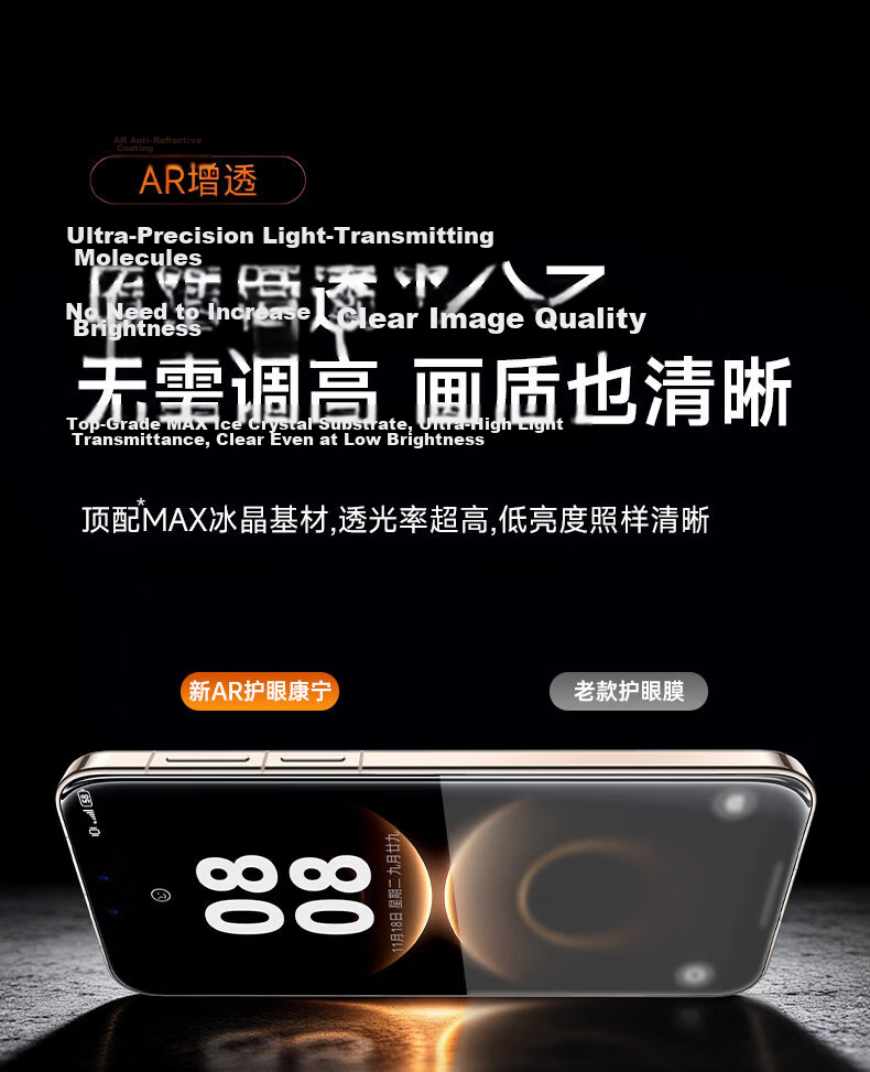 First Guard AR Anti-Reflective Eye Protection Film | Value Pack of 2 for Huawei Pura80 Tempered Glass Screen Protector Anti-Blue Light Drop Resistant Full Coverage HD Glass Film 17