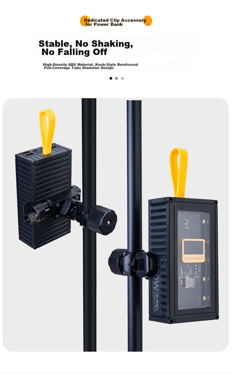YUNTENG Live Streaming Clamp Tube Phone Holder Expansion Accessories Power Bank Mobile Power Fixed Bracket Multi-Position Tray Extension Accessories Outdoor Photography Dual-Device Additional Clamp 1