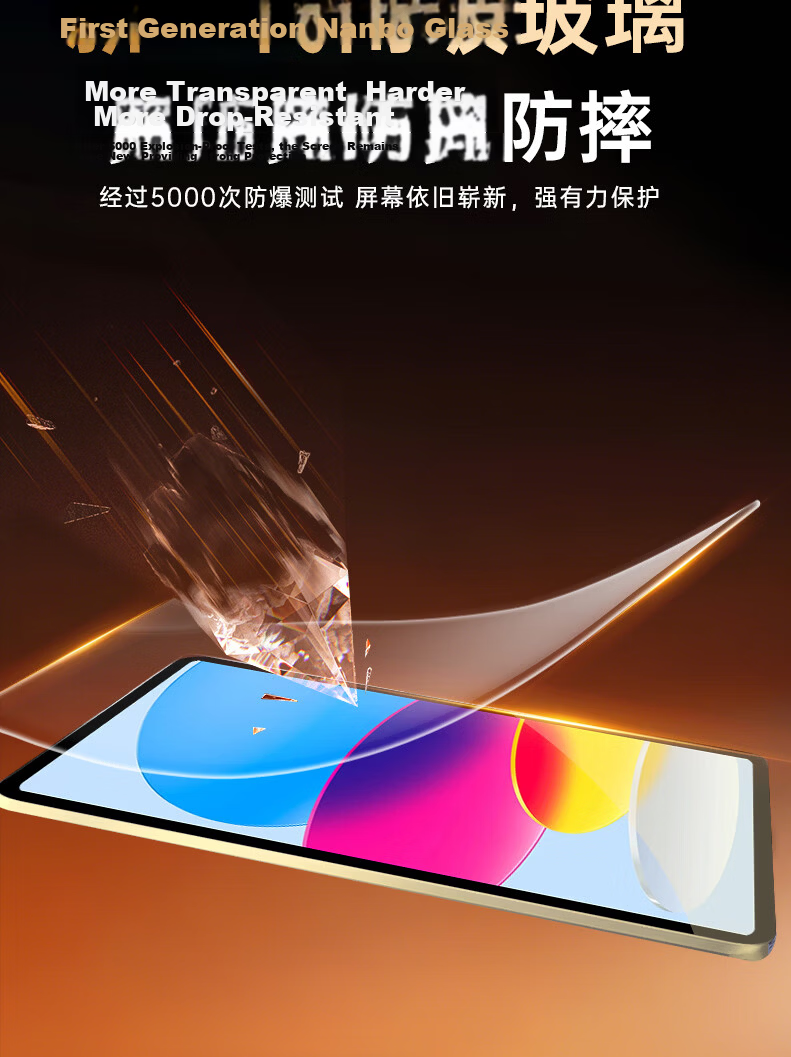 GOLDEN RAY Tempered Glass Screen Protector for iPad 9/8/7 10.2-inch Apple Tablet 2.5D Arc Edge HD Full Coverage Anti-Fingerprint Explosion-Proof Screen Protector 8