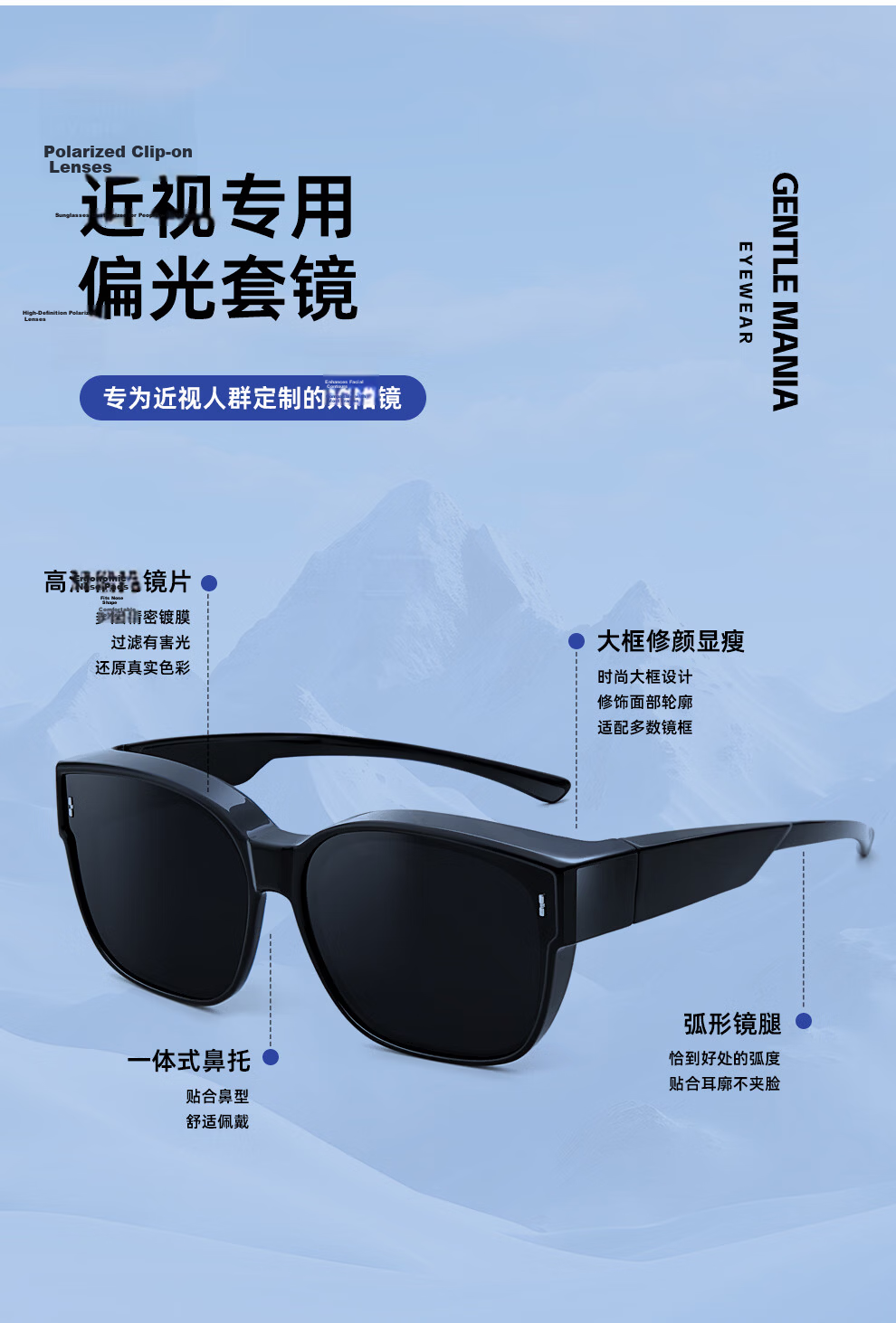 GENTLE MANIA Polarized Clip-On Sunglasses for Women, Clip-On Prescription Sunglass Lenses for Men, Driving and Fishing Glasses 3