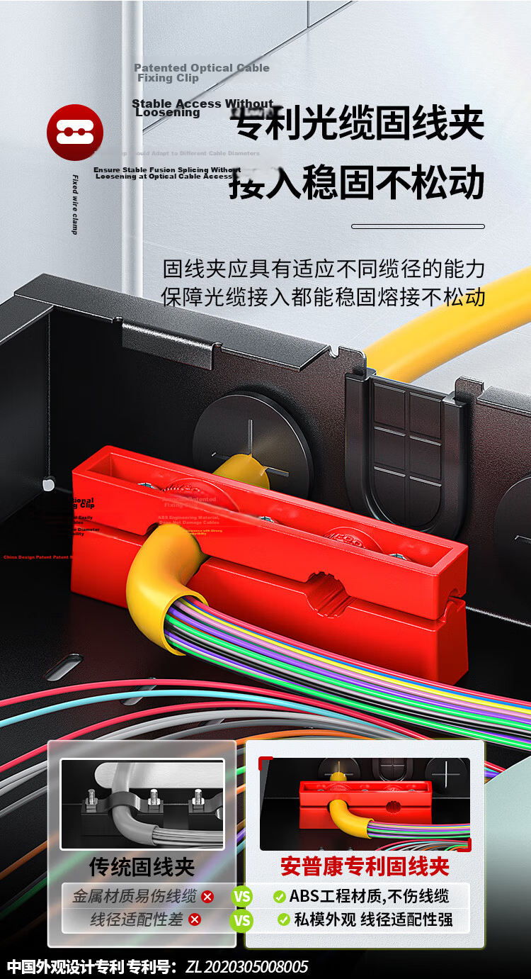 AMPCOM Fiber Optic Terminal Box 24-Core Fully Loaded SC Ribbon Pigtail Flange Adapter Single-Mode Fiber Splicing Tray Joint Box 24-Port Screwless Installation Patch Panel AMSCS24V 7