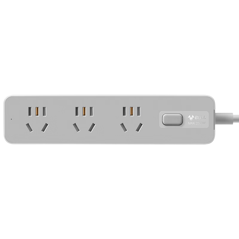 BULL Power Strip/Extension Cord/Surge Protector/Power Bar/Outlet Strip/Power Strip Z Generation 3 Outlets with Master Switch, Total Length 1.8 Meters GN-Z1031J