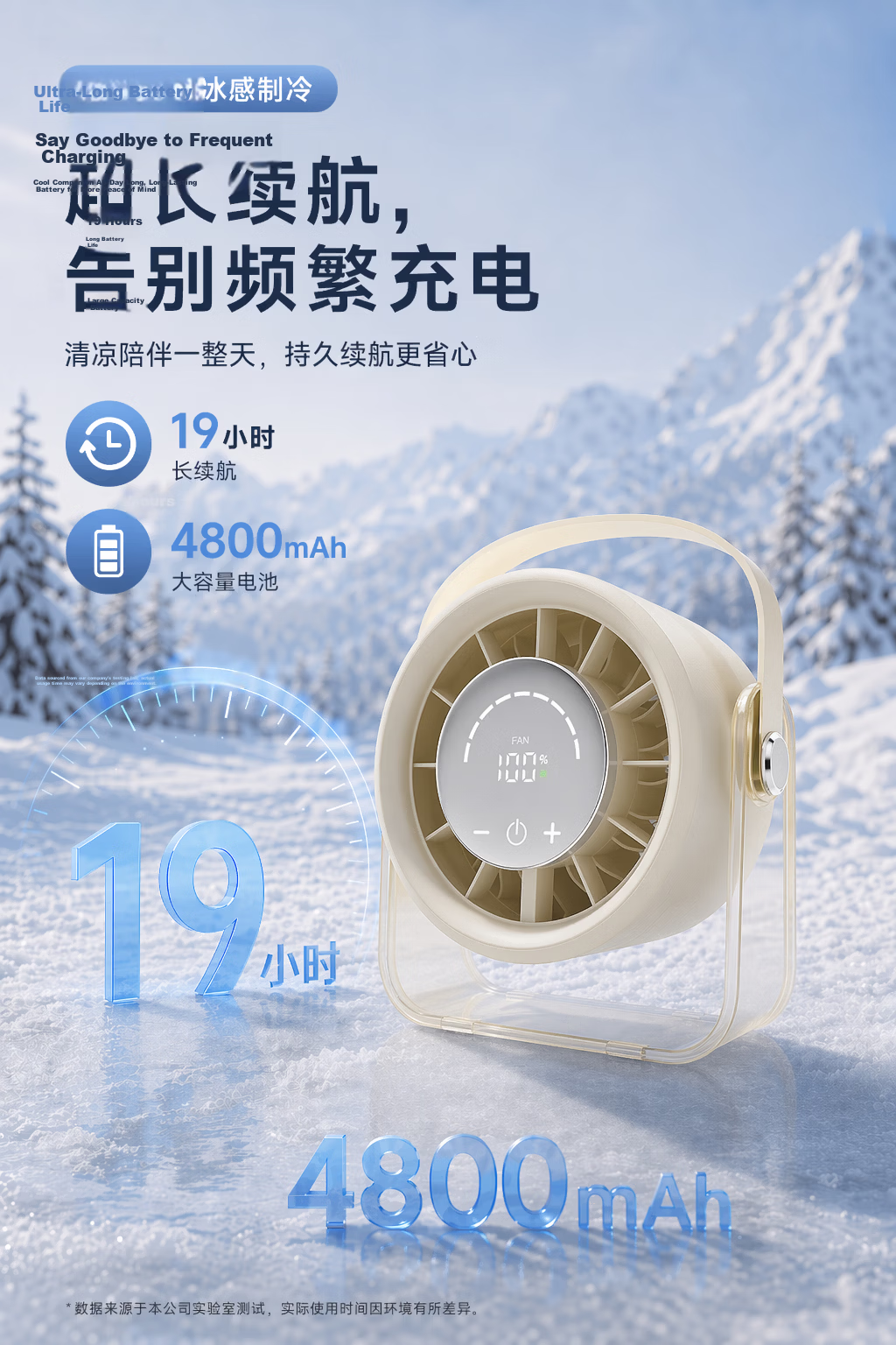 JD Jingzao Desktop Fan with Remote Control, Small Quiet Portable Fan, Long Battery Life, Bedside Office Dormitory Outdoor Handheld Fan 3