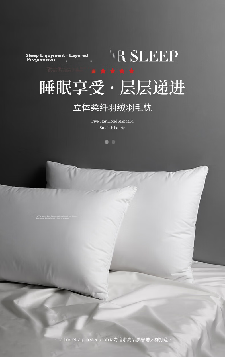 La Torretta A-Class 100% White Goose Down Cotton Pillow Five-Star Hotel Pillow Core Adult Single 1
