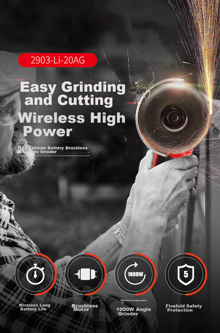 Devon 20V Brushless Lithium Angle Grinder 2903 Electric Polishing Grinding Machine Metal Cutting 100mm Bare Tool 3