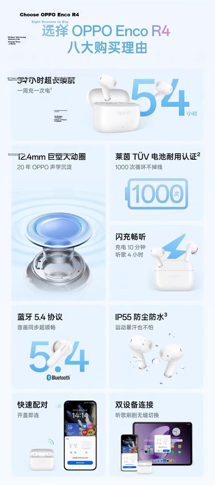 OPPO Enco R4 True Wireless Earphones Cloud Mist White 2