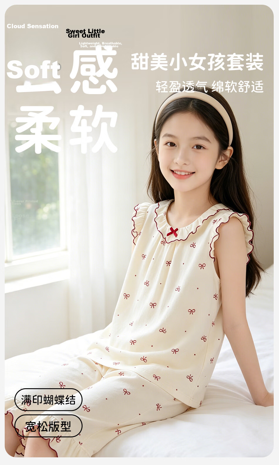 Dingguagua Children's Short Sleeve Cotton Summer Pajama Set A-Class Breathable Big Girl Homewear Two-Piece Pink Size 130 3