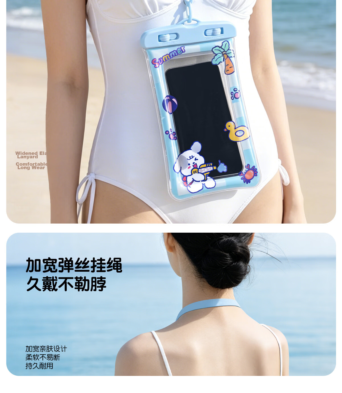 Liomirror Waterproof Phone Pouch Touchscreen Swimming Sealed Bag with Lanyard Waterproof Case Floating Bag for Photography Delivery Rider Blue 16