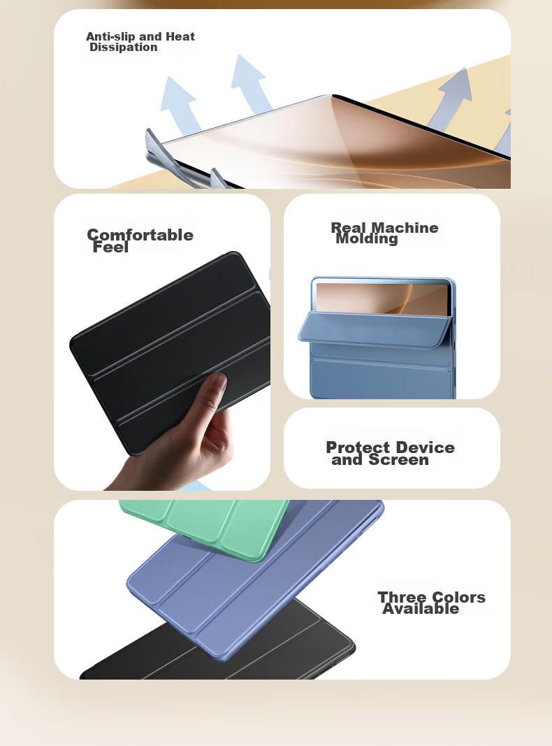 CangHua Protective Case for OPPO Pad5 Pro 13.2-inch 2026 Model, OnePlus Pad 3 Pro Full-Coverage Ultra-Thin Anti-Drop Tri-Fold Stand Leather Case 2