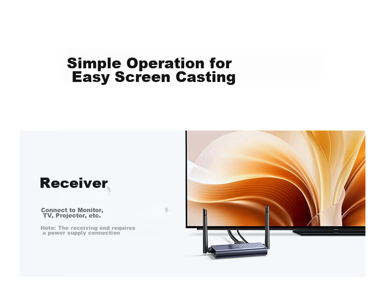 UGREEN HDMI Wireless Display Adapter 4K HD Conference Screen Mirroring Device for Laptop Set-Top Box TV Monitor Projector Point-to-Point 100m Transmission Model 65568 30