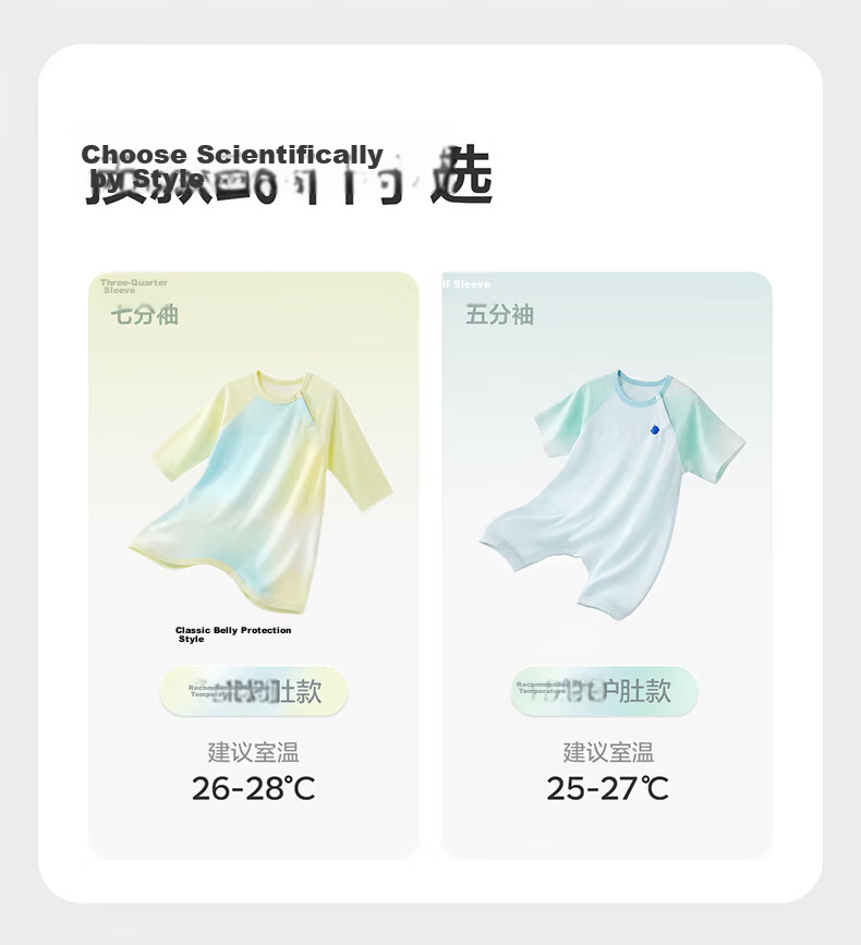 Babycare Baby Spring and Summer Sleep Dress with Soft Belly Protection, Leg-Separated Sleeping Bag, 3/4 Sleeve, Mint Seed Pattern, Size 110 (105-115cm) 30