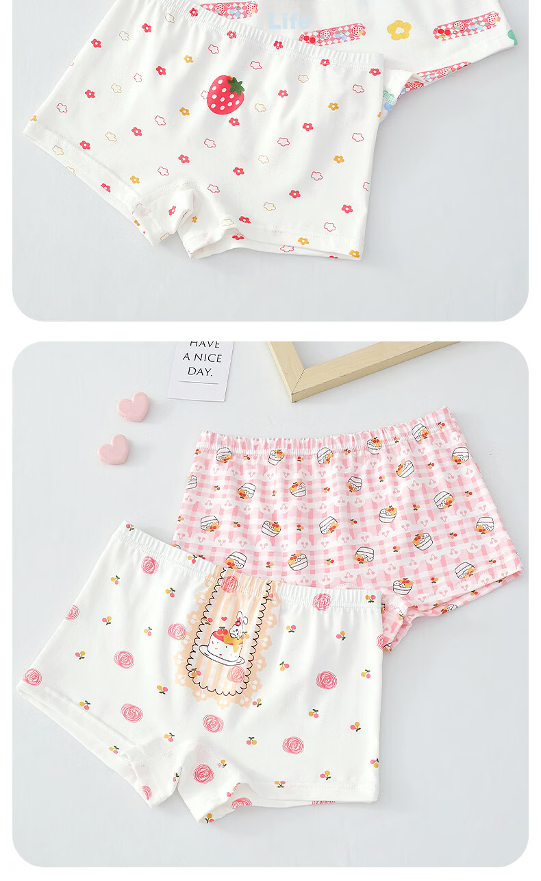 Seven Color Spinning Children's Underwear Girls A-Class Pure Cotton Baby Boxer Shorts Antibacterial Crotch Non-Chafing Toddler Girls Mid to Large Size 13