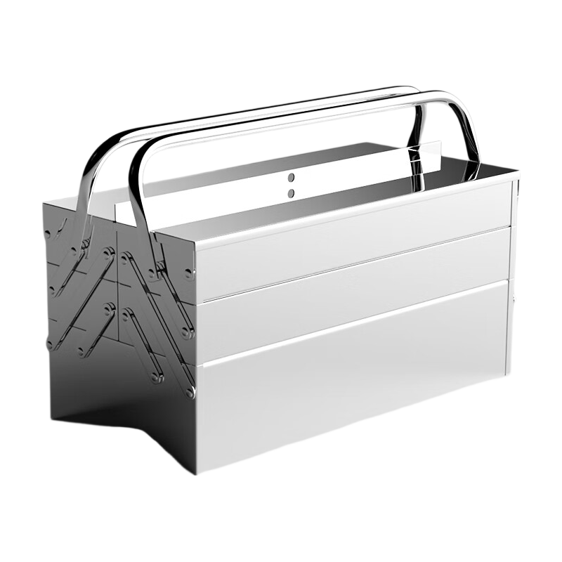 Delixi Stainless Steel Toolbox Household Multifunctional Hardware Three-Layer Folding Vehicle Iron Industrial Storage Box