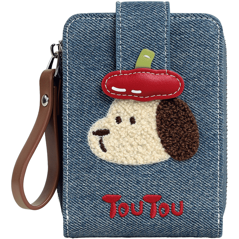 Toutou 2026 New Style Wallet Pork Floss Dog Denim Card Holder ID Storage Coin Purse Girl Birthday Gift for Girlfriend