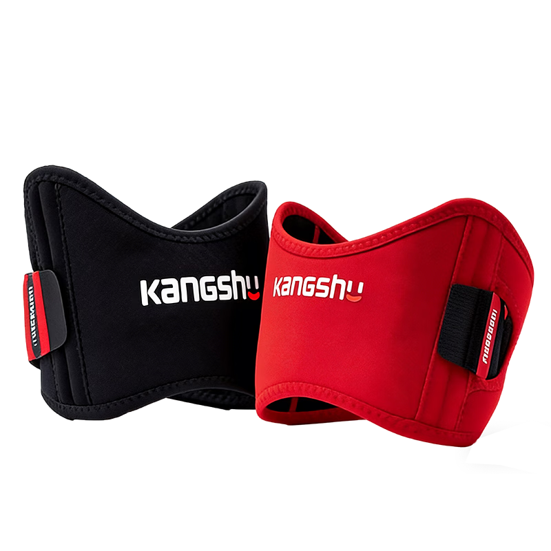 Kangshu Professional Sports Knee Brace Patella Strap Running Tennis Badminton Meniscus Breathable Black Red XL
