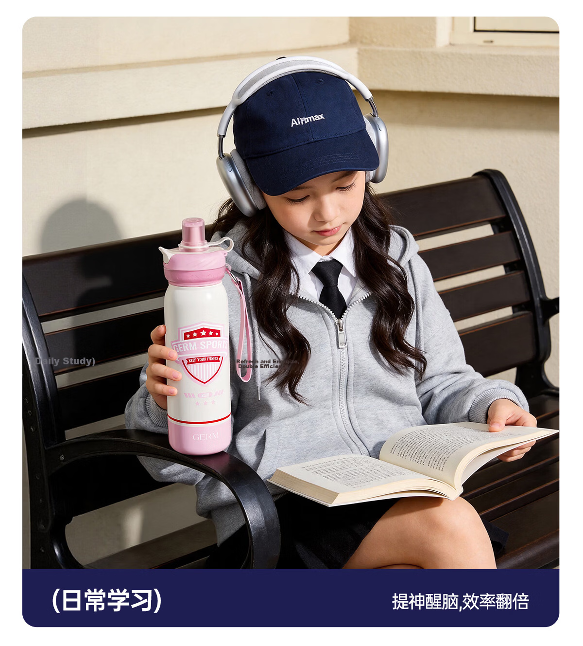 Germ Kids Insulated Water Bottle with Straw Sports Water Cup for Boys and Girls Large Capacity Student School Cup 580ML Glow Pink 17