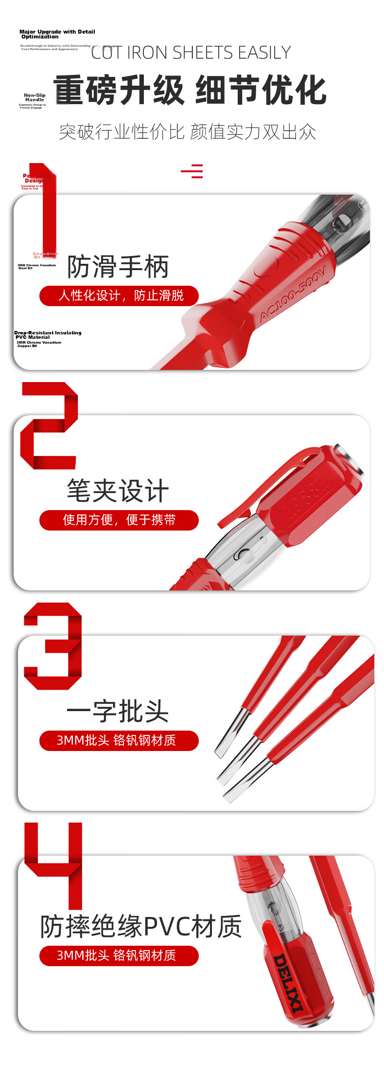 Delixi Electric Tester Pen High Brightness Voltage Detector for Electricians Household Induction Test Pen for Live, Neutral, and Break Point Detection 6