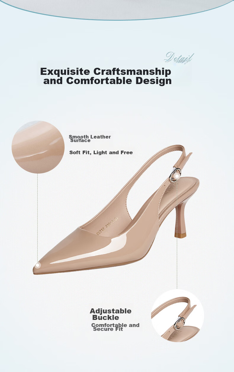 BASTO Elegant Nude Pointed Toe Stiletto High Heel Backless Sandals CU712BH6 12