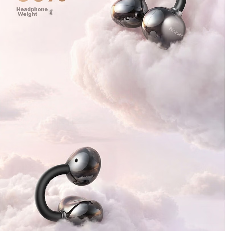 Newmine [Latest 2026 Model | Unaltered Original Sound] Ear-Clip Bluetooth Headphones, Wireless Open-Ear Non-In Running Call Noise-Cancelling Ultra-Long Battery Life for International Travel Translation, Gentle on Ears 16