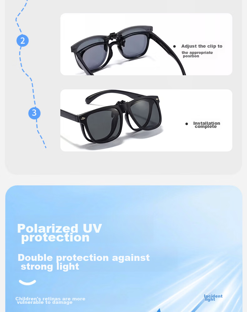 Benshiji 2026 New Kids Myopia Polarized Clip-On Sunglasses Night Vision Flip-Up UV Protection Sunshade Eyewear 7