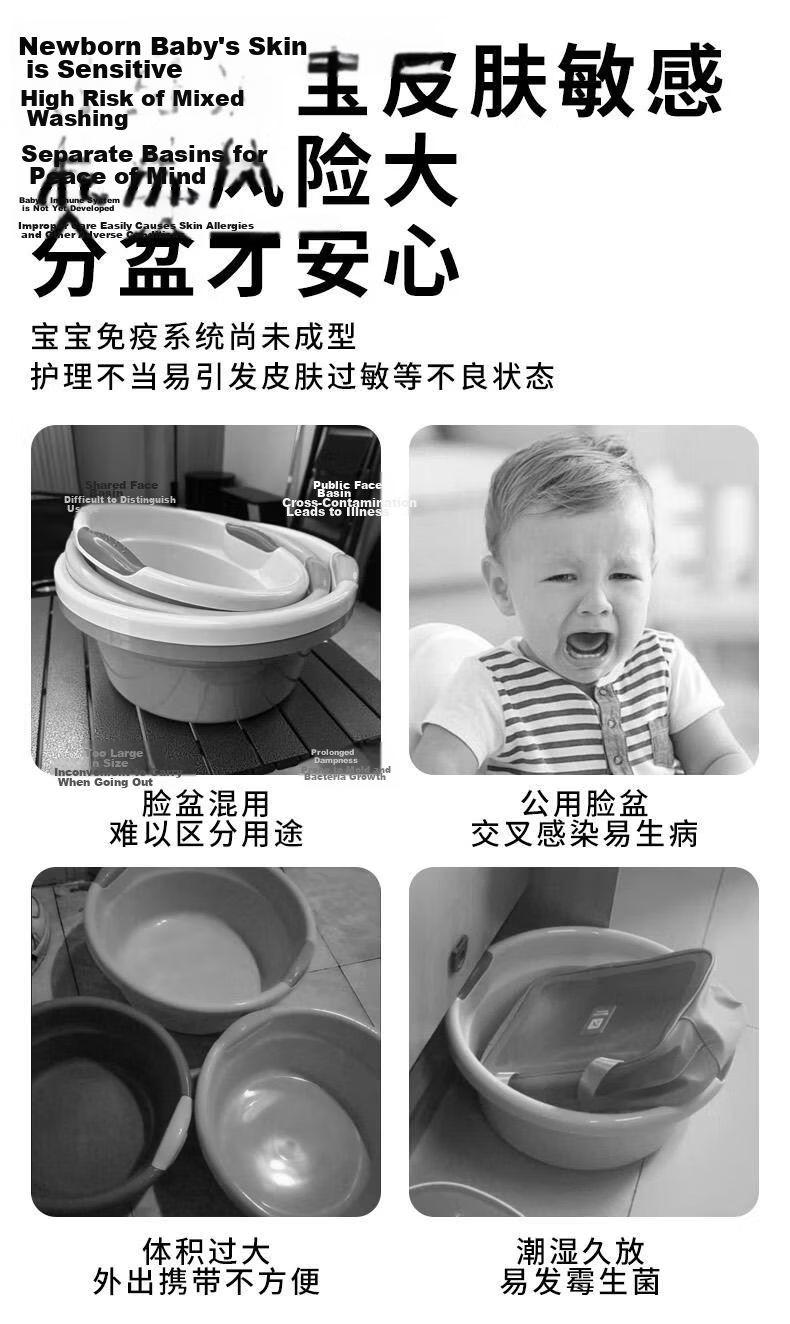 COOKSS Baby Wash Basin Portable Mini Foldable Face Basin for Kids Outdoor Use 2
