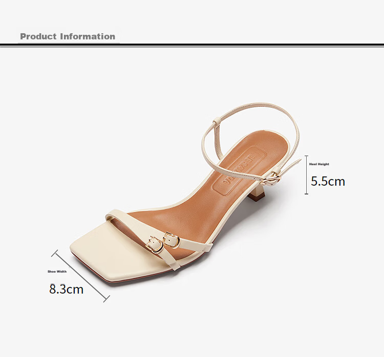 Le Saunda Queen Aura Fashion Versatile One-Strap Lambskin Sandals Women 59905 Milk Tea Almond BEK 38 5