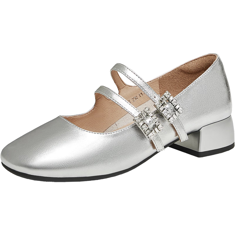 Tianmeiyi Mary Jane Women's Single Shoes Mall Same Style Silver - 26 Spring New 37