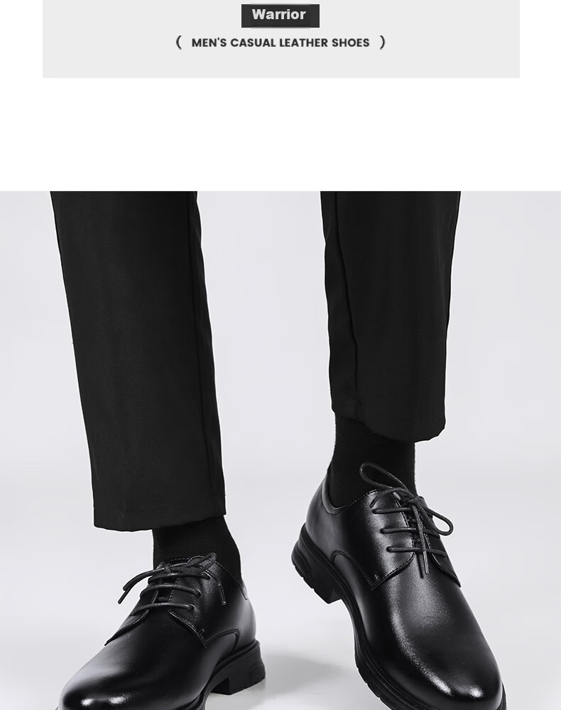Warrior Official Men's Leather Shoes 2026 Summer New Breathable Formal Business Work Shoes Black Size 44 18