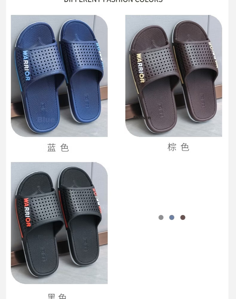 Warrior Men's Slippers Home Use Shower Non-Slip Bathroom Indoor Outdoor Silent Cool Slippers HL3C33 Black Size 43 7