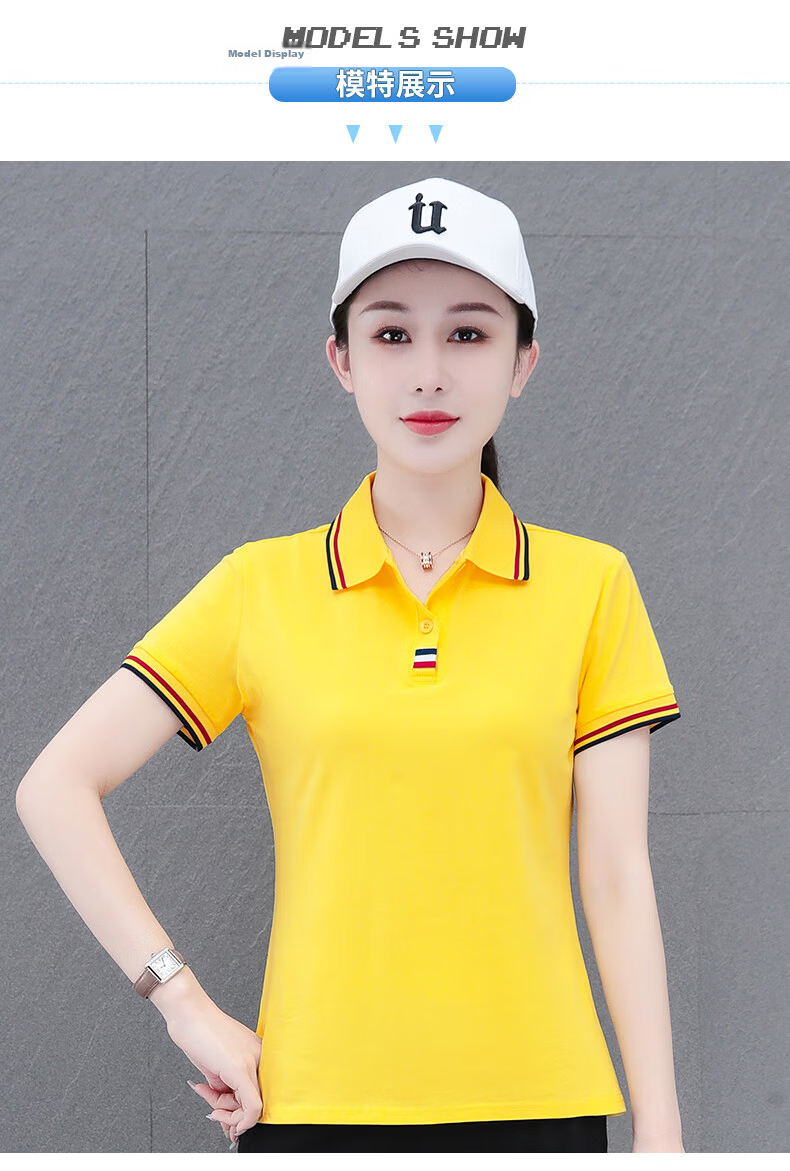 Woodpecker Women's Polo Shirt Short Sleeve T-Shirt Summer New Pure Cotton Regular Shoulder Turn-down Collar Casual Plus Size Slim Fit Top Gray M 11