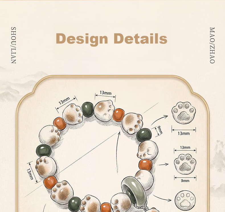 Chunqian Cat Bodhi Multi-Gem Bracelet for Women, Birthday Gift for Girlfriend Or Wife on May 20, Cute Ladies' Beaded Bracelet 3